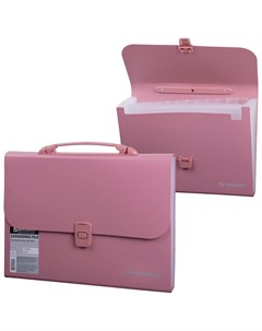 Портфель пластиковый А4 327х254х30 мм 13 отделений индексные ярлыки розовый Brauberg