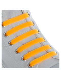 Набор шнурков для обуви 6 шт силиконовые плоские 13 мм 9 см цвет оранжевый Onlitop