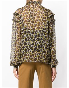 Rochas блузка с цветочным принтом и оборками нейтральные цвета Rochas
