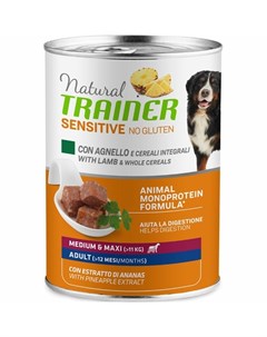 Natural Sensitive Plus влажный корм для собак средних и крупных пород с ягненком 400 г Trainer