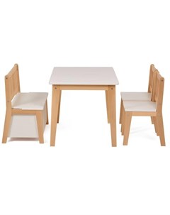 Комплект детской мебели Dream 195 M со скамьей и стульями белый натуральный Polini-kids