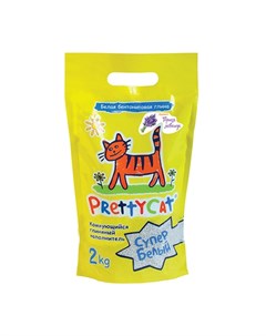 PrettyCat Супер белый комкующийся наполнитель для кошачьих туалетов с лавандой 2 кг Prettycat