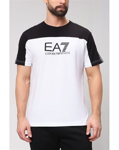 Комбинированная футболка с логотипом бренда Ea7