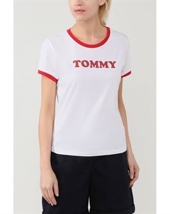 Хлопковая футболка с надписью Tommy hilfiger