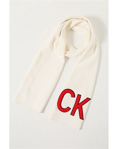 Хлопковый шарф с нашивкой логотипа бренда Calvin klein