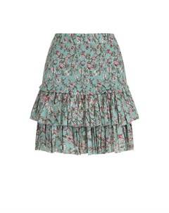 Хлопковая мини юбка с принтом и оборками Isabel marant etoile