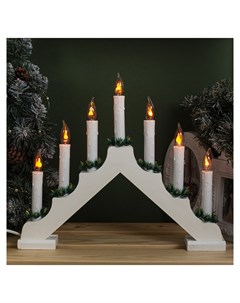 Фигура дерев Горка рождественская белая 7 свечей 1 5 Вт е12 220v эффект огня Luazon home