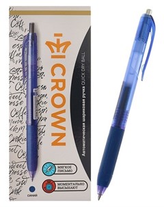 Ручка шариковая автоматическая Quick Dry узел 0 5 мм чернила синие грип Crown