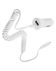 Автомобильное зарядное устройство 1 USB 1 8 A дата кабель Microusb 1 м белое Belsis