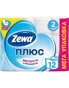 Туалетная бумага Плюс Белая двухслойная 12 шт Zewa