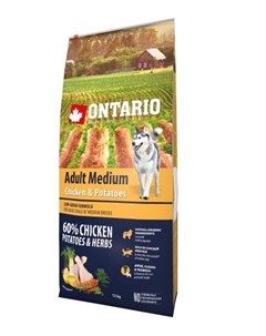 Сухой корм Онтарио для взрослых собак Средних пород с Курицей и картофелем Ontario