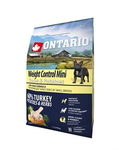 Сухой корм Онтарио для взрослых собак Мелких пород Контроль веса с Индейкой и картофелем Ontario