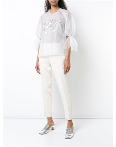 Delpozo прозрачная блузка с цветочной вышивкой пайетками Delpozo