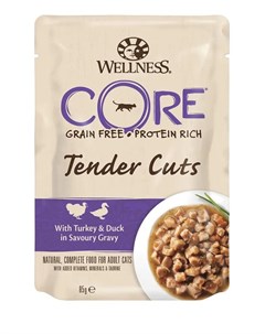 Пауч Wellness Tender Cuts Нарезка из индейки с уткой в соусе для кошек 85гр Core