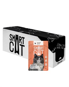 Упаковка 25 шт Паучи для взрослых кошек и котят кусочки индейки в нежном соусе 2 13 кг Smart cat