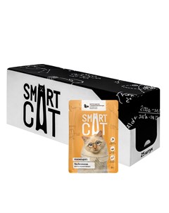 Упаковка 25 шт Паучи для взрослых кошек и котят кусочки курочки с тыквой в нежном соусе 2 13 кг Smart cat