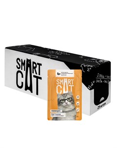 Упаковка 25 шт Паучи для взрослых кошек и котят кусочки курочки со шпинатом в нежном соусе 2 13 кг Smart cat