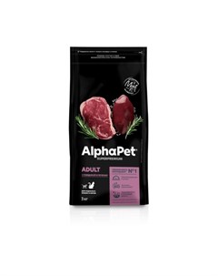 Superpremium Сухой полнорационный корм с говядиной и потрошками для взрослых собак крупных пород 3кг Alphapet
