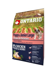 Сухой корм Онтарио для Щенков Крупных пород с Курицей и картофелем Ontario