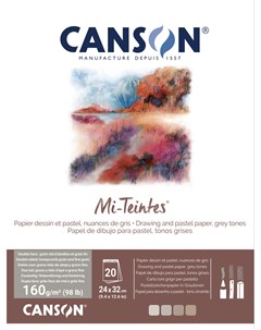 Альбом склейка для пастели Mi Teintes 24х32 см 20 л 160 г GREY Canson