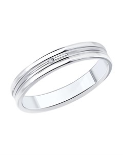 Обручальное кольцо из серебра с фианитом Sokolov