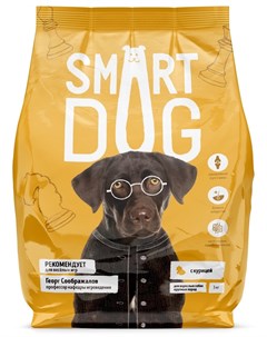 Корм для взрослых собак крупных пород с курицей 18 кг Smart dog