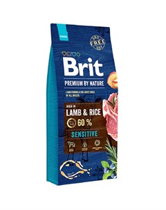 Сухой корм Брит Премиум для взрослых собак с Чувствительным пищеварением Ягненок рис Brit*
