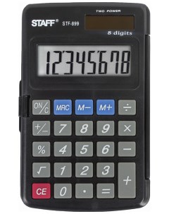 Калькулятор карманный STF 899 117х74 мм 8 разрядов двойное питание 250144 Staff