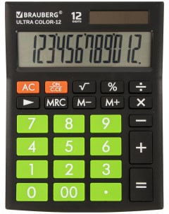 Калькулятор настольный ULTRA COLOR 12 BKLG ЧЕРНО САЛАТОВЫЙ 250498 Brauberg