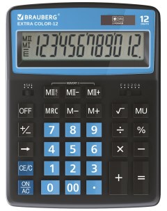 Калькулятор настольный EXTRA COLOR 12 BKBU ЧЕРНО ГОЛУБОЙ 250476 Brauberg
