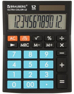 Калькулятор настольный ULTRA COLOR 12 BKBU ЧЕРНО ГОЛУБОЙ 250497 Brauberg