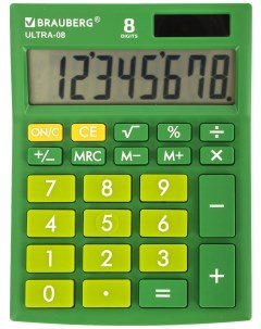 Калькулятор настольный ULTRA 08 GN ЗЕЛЕНЫЙ 250509 Brauberg