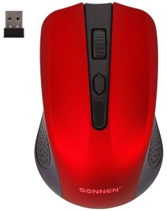 Мышь беспроводная V99 USB 800 1200 1600 dpi 4 кнопки оптическая красная 513529 Sonnen