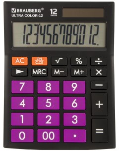 Калькулятор настольный ULTRA COLOR 12 BKPR ЧЕРНО ФИОЛЕТОВЫЙ 250501 Brauberg
