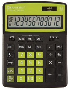 Калькулятор настольный EXTRA COLOR 12 BKLG ЧЕРНО САЛАТОВЫЙ 250477 Brauberg