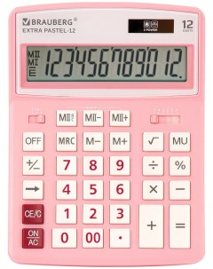 Калькулятор настольный EXTRA PASTEL 12 PK РОЗОВЫЙ 250487 Brauberg