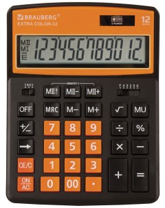Калькулятор настольный EXTRA COLOR 12 BKRG ЧЕРНО ОРАНЖЕВЫЙ 250478 Brauberg