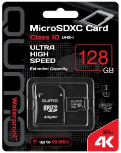 Карта памяти MicroSDXC 128 GB Class 10 UHS I Qumo