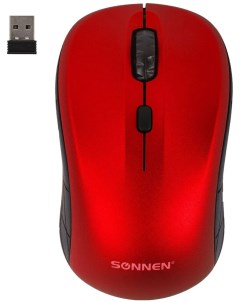 Мышь беспроводная V 111 USB 800 1200 1600 dpi 4 кнопки оптическая красная 513520 Sonnen
