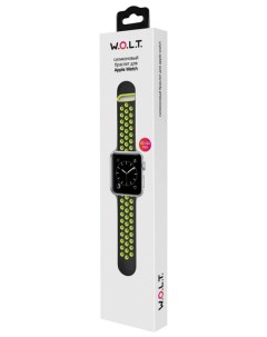 Силиконовый браслет для Apple Watch 42 мм черный зеленый W.o.l.t.