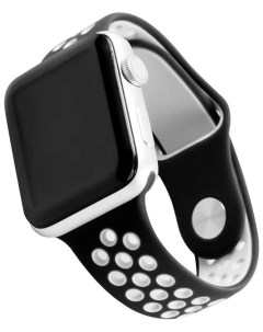 Ремешок силиконовый двухцветный для Apple watch 38 40 mm S3 S4 S5 SE S6 черно белый Red line
