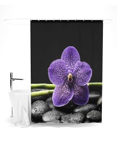 Шторы для ванной фиолетовая орхидея 145х180 см Сирень