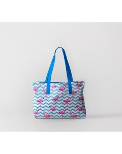 Пляжная сумка фламинго на волнах 50х40 см Олимп текстиль