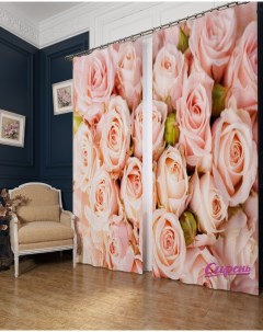 Фотошторы розовые розы 145х260 см 2 шт Стильный дом
