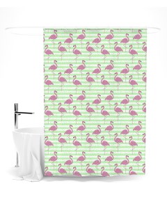 Шторы для ванной экзотические фламинго 145х180 см Сирень