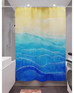 Фотошторы для ванной пляж 180х200 см Олимп текстиль