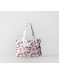 Пляжная сумка фламинго из розы 50х40 см Олимп текстиль