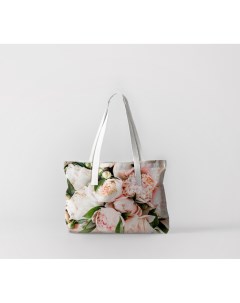 Пляжная сумка букет нежных розовых пионов 50х40 см Олимп текстиль