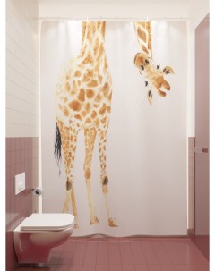 Фотошторы для ванной жираф 180х200 см Олимп текстиль