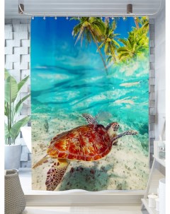 Фотошторы для ванной морская черепаха 180х200 см Олимп текстиль